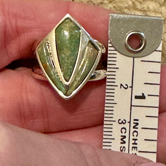 Mine Finds by Jay King Silver and Green Anhui Turquoise Geometric Ring - DTR - Picture 4 of 8
